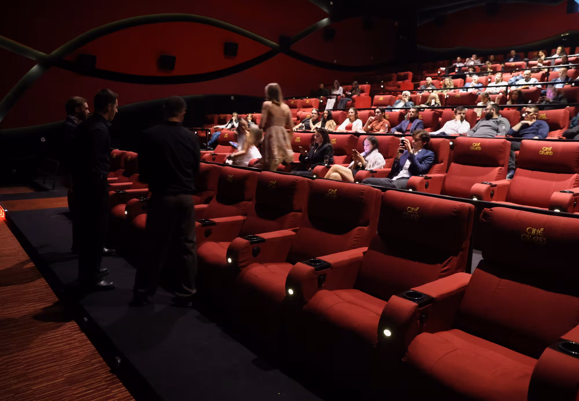 The cinema hall filling up before the screening