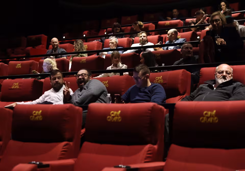 The audience in the cinema hall